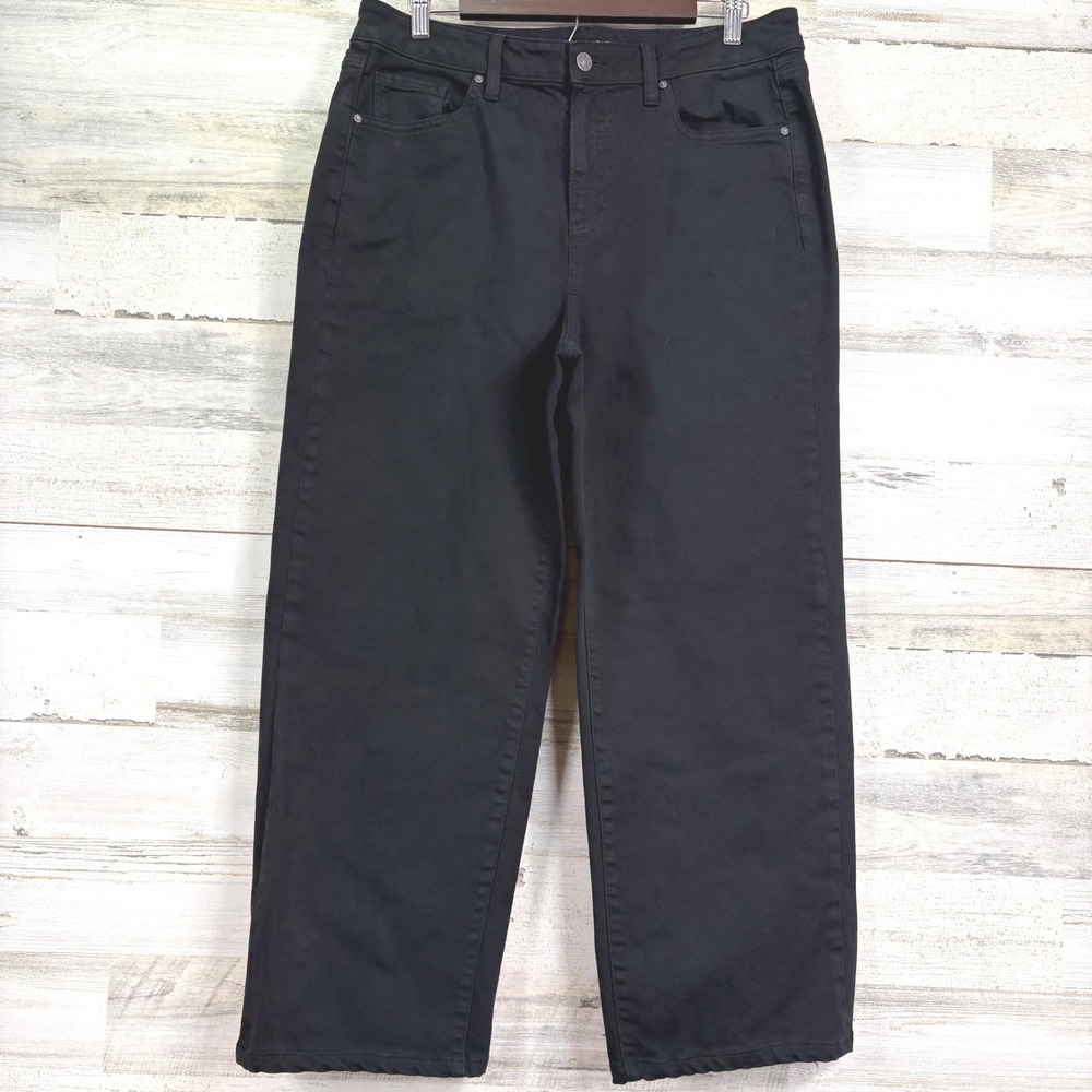 Chicos High Rise Straight‎ Leg Black Denim Jeans US Size 12R Chico's Size 2R